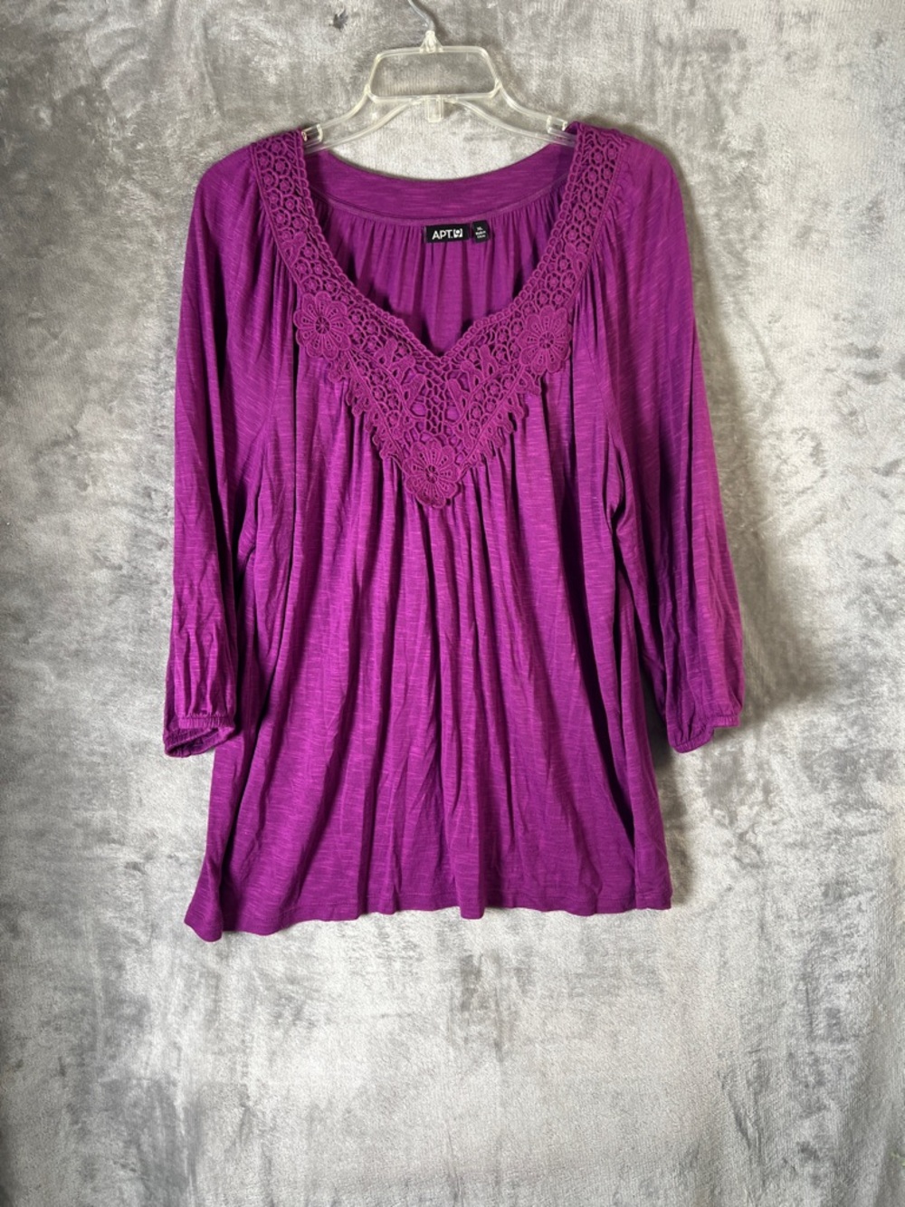 Apt. 9 Magenta Crochet V-Neck Tunic Top